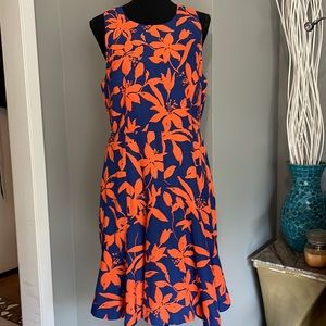 J.Crew Blue & Orange Floral Sleeveless dress